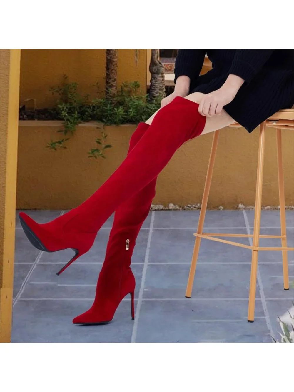 🆕 Women's Suede Red Over The Knee Boot Stiletto Pointed Toe High Heel